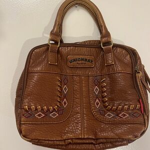UNIONBAY Brown Satchel with Embroidered Details